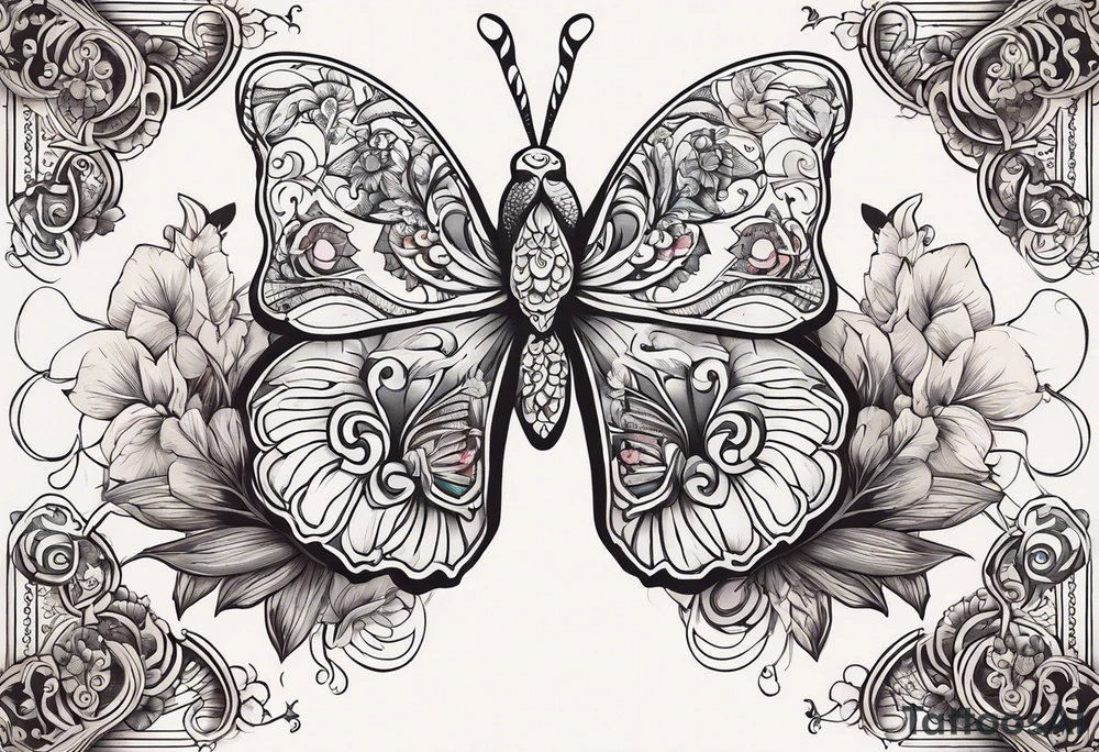 human lungs with butterflies tattoo idea