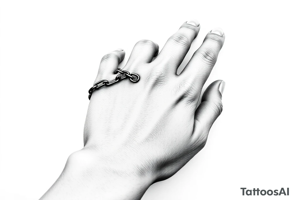 Chains wrapped on pointer finger and connected to thumb from my wrist showing whole hand tattoo tattoo idea