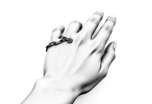 Chains wrapped on pointer finger and connected to thumb from my wrist showing whole hand tattoo tattoo idea
