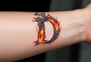 Fire & Smoke D – A fiery D with bright red and orange flames licking up the sides, with smoky gray wisps rising off the top. tattoo idea