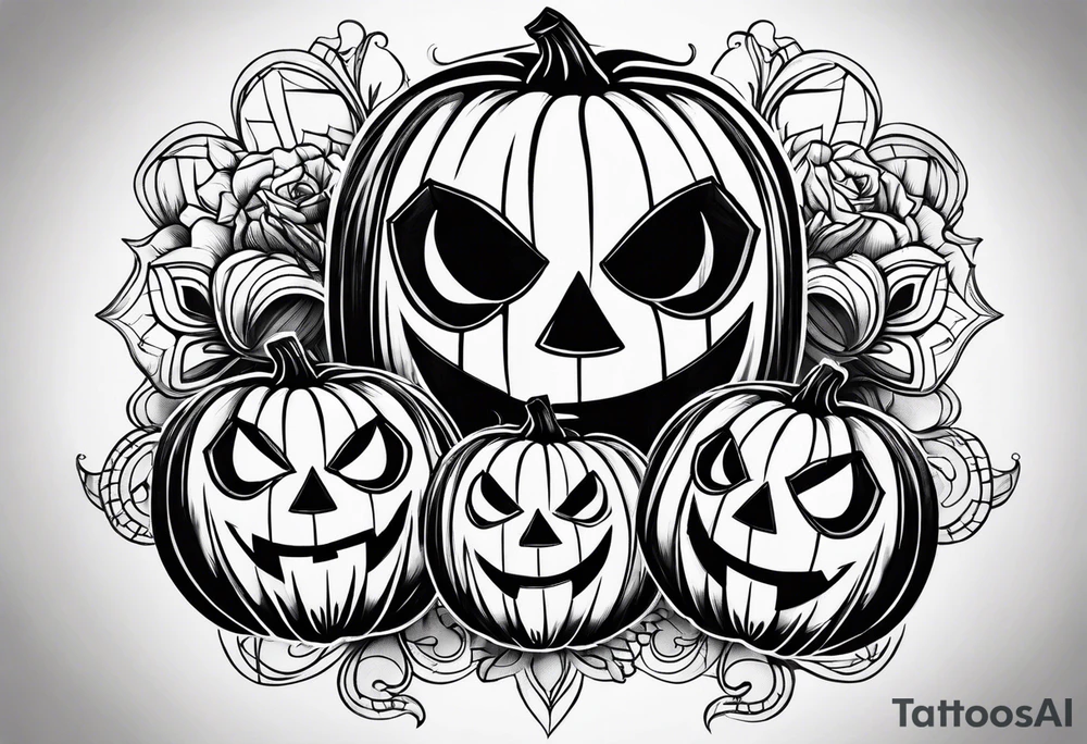 scary pumpkins modern tattoo idea