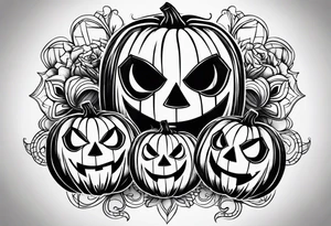scary pumpkins modern tattoo idea