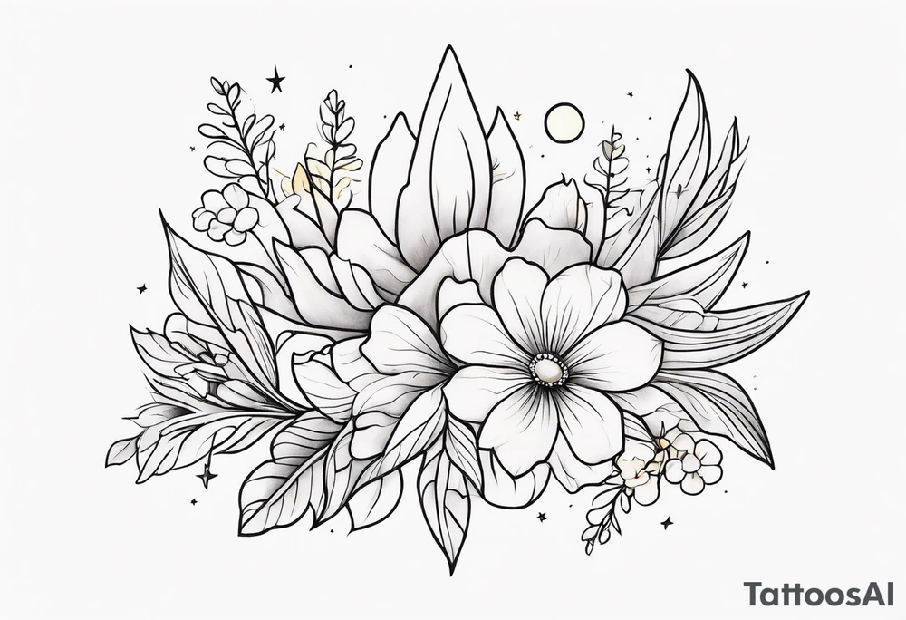 Western floral and stars tattoo idea