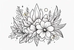 Western floral and stars tattoo idea