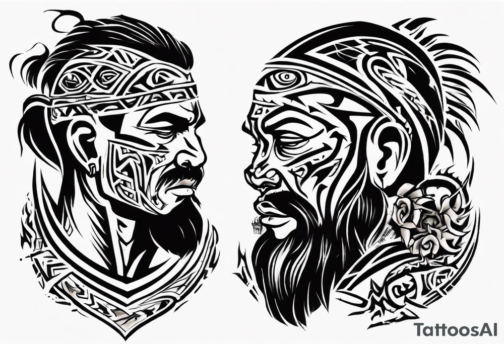 tribal tattoo father loving his son and wife making sure they are safe from the world and all the evil tattoo idea