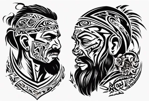 tribal tattoo father loving his son and wife making sure they are safe from the world and all the evil tattoo idea
