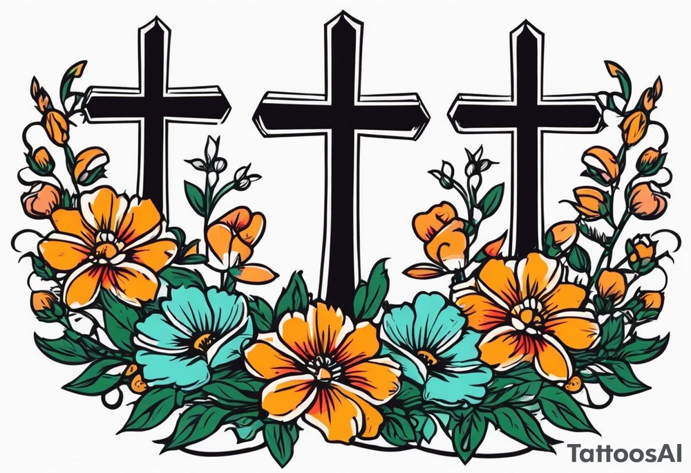 three crosses


vintage flowers
old school vintage simple traditional design 



bold color simple tattoo idea