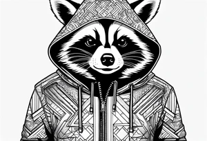 Raccoon wearing a Superman hoodie tattoo idea