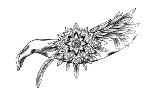 spiritual feathers ornamental mandala shaman tattoo idea