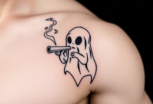 Cute ghost smoking a bong tattoo idea