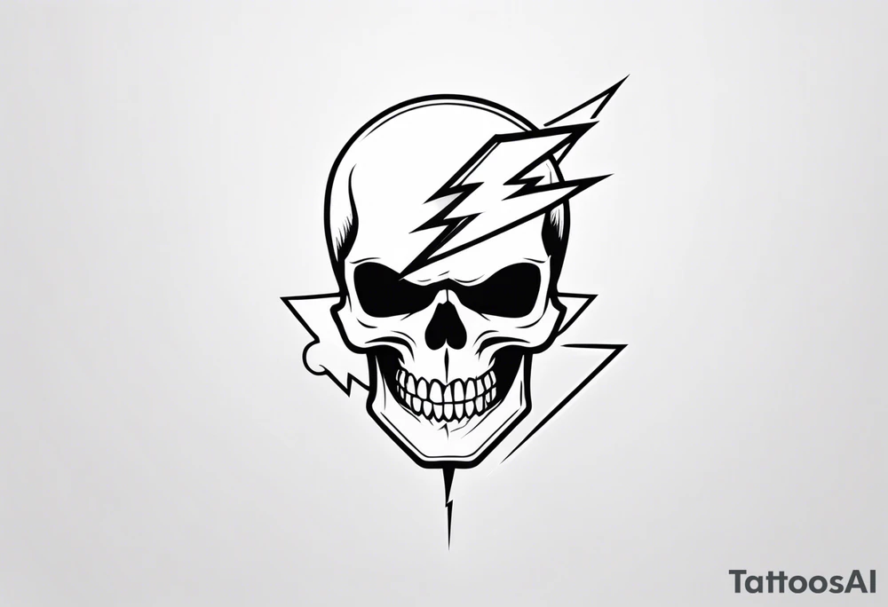 A skull with a lightning bolt striking through it tattoo idea A skull with a lightning bolt striking through it tattoo idea