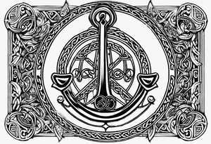 Celtic styling, anchor, bass clef note, treble clef note, dog paw print, half sleeve, forearm tattoo idea