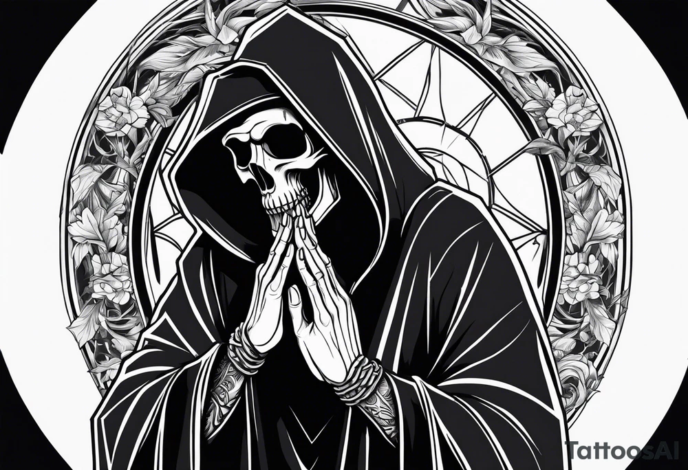 The grim reaper with praying hands tattoo idea