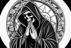 The grim reaper with praying hands tattoo idea