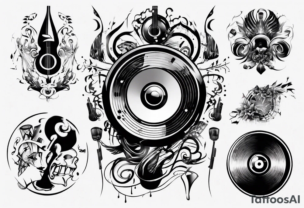 sound music disc jokey tattoo idea