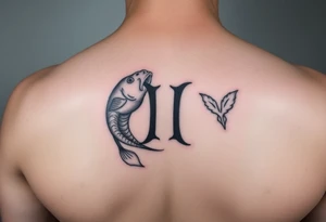 Using the letter P in “Pisces” to create the zodiac design Pisces tattoo idea