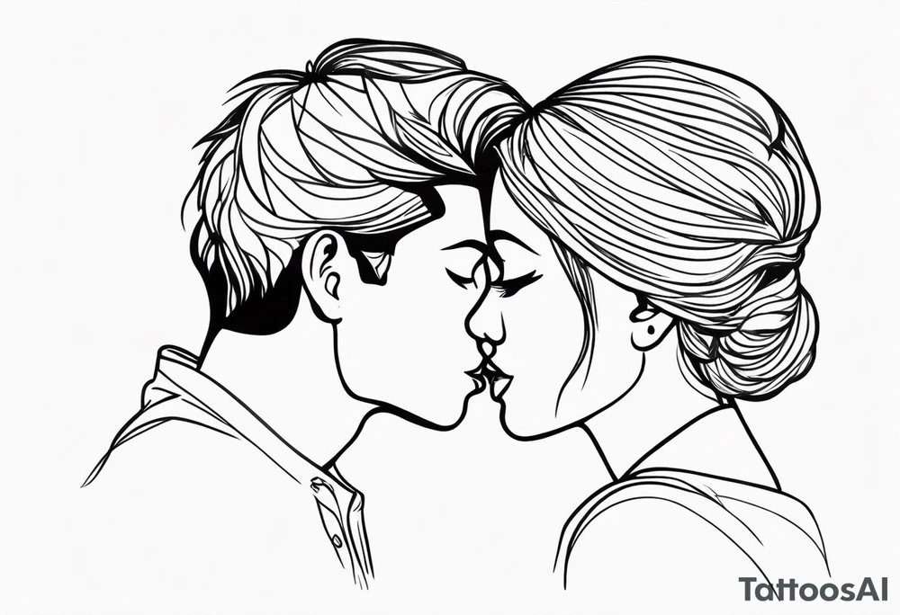 Two person kiss tattoo idea