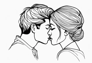 Two person kiss tattoo idea