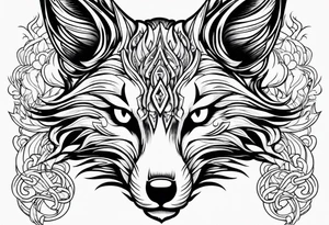 kitsune mask on flame tattoo idea