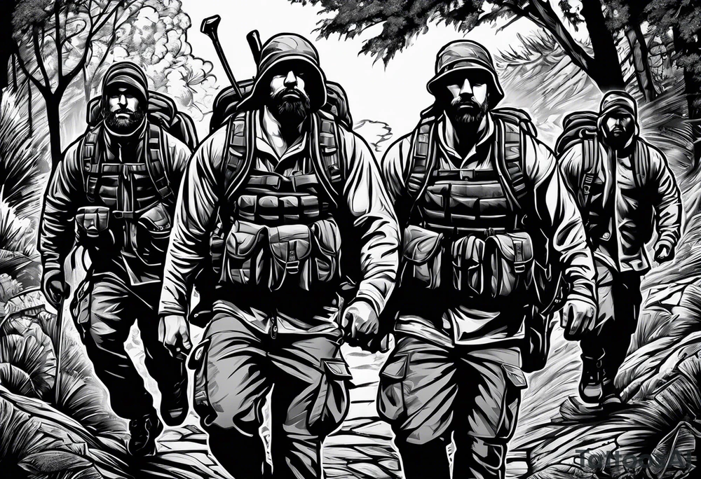 Rucking, brotherhood, shadows, fitness, GrowRuck tattoo idea
