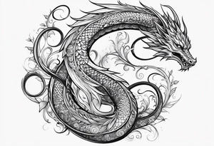 Long dragon long swirly tail girly tattoo idea