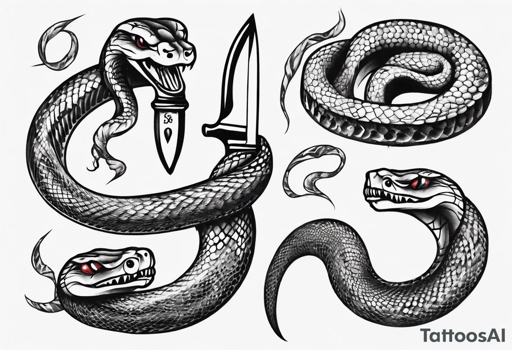 A snake wrapping a knife tattoo idea