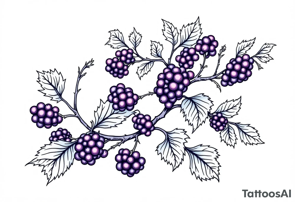 American traditional style Blackberry vine in a line tattoo idea
