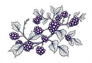 American traditional style Blackberry vine in a line tattoo idea