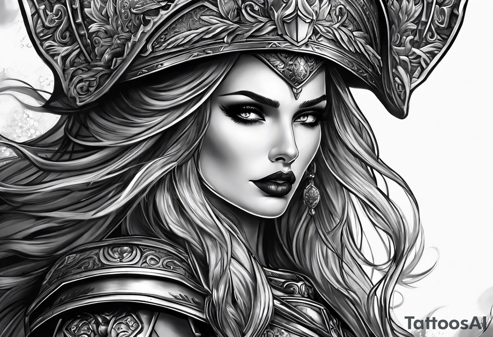 roman soldier lady death tattoo idea