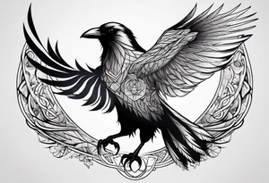 Raven actively changing into a phoenix tattoo idea