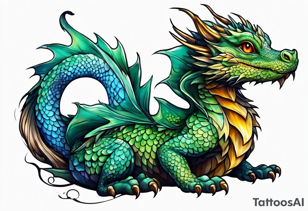 Water dragon cute tattoo idea