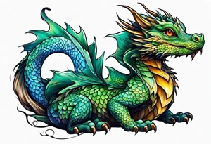 Water dragon cute tattoo idea