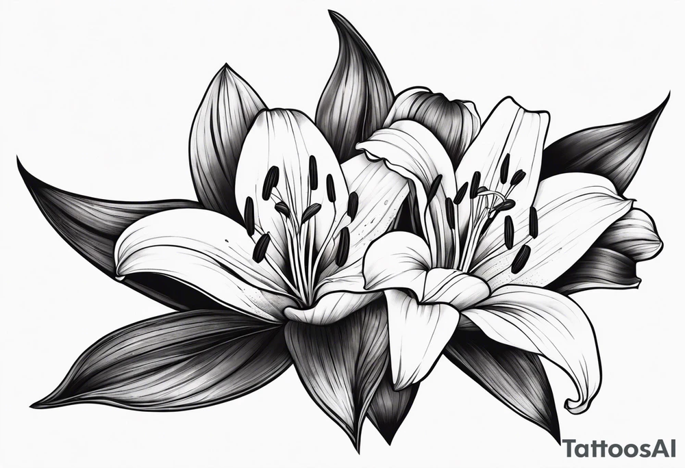 Lily flowers with stalk tattoo idea