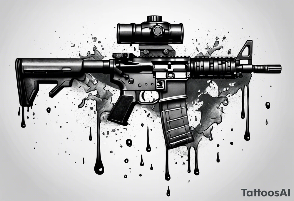 AR-15 With water and stuff dripping off of it tattoo idea