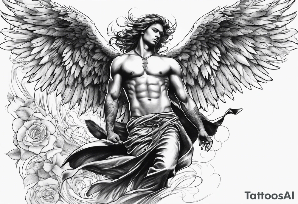 the falling angel male tattoo idea