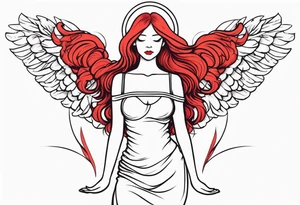 red hair angel girl full body tattoo idea