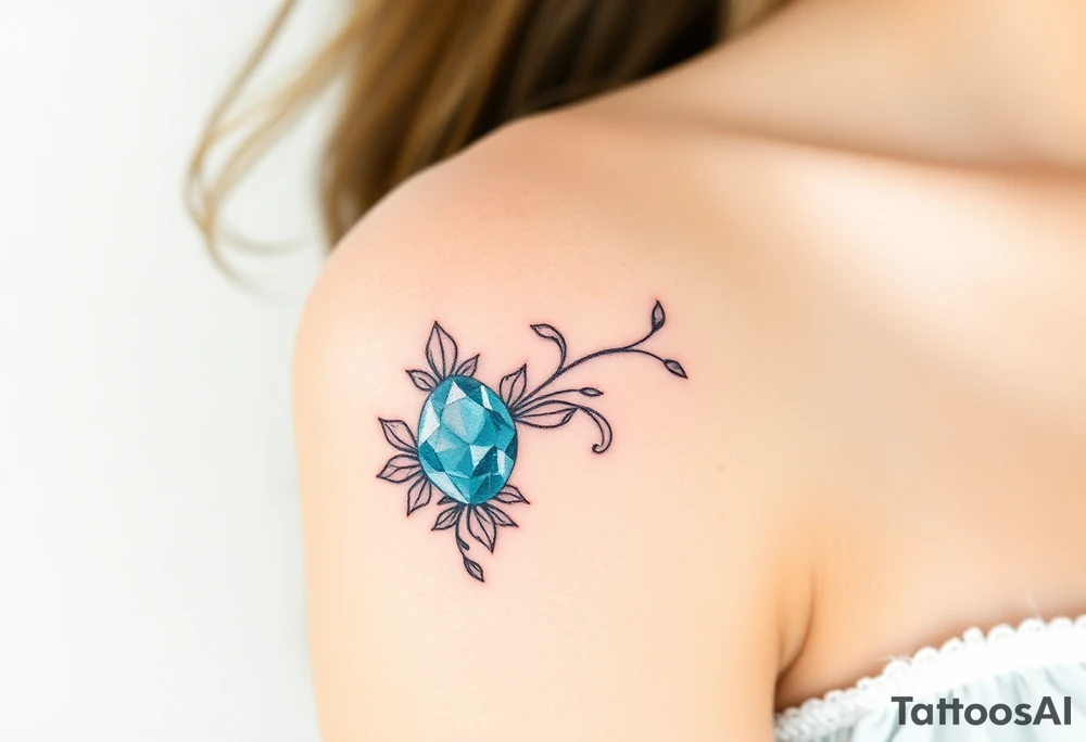 Witchy Aquamarine stone tattoo idea