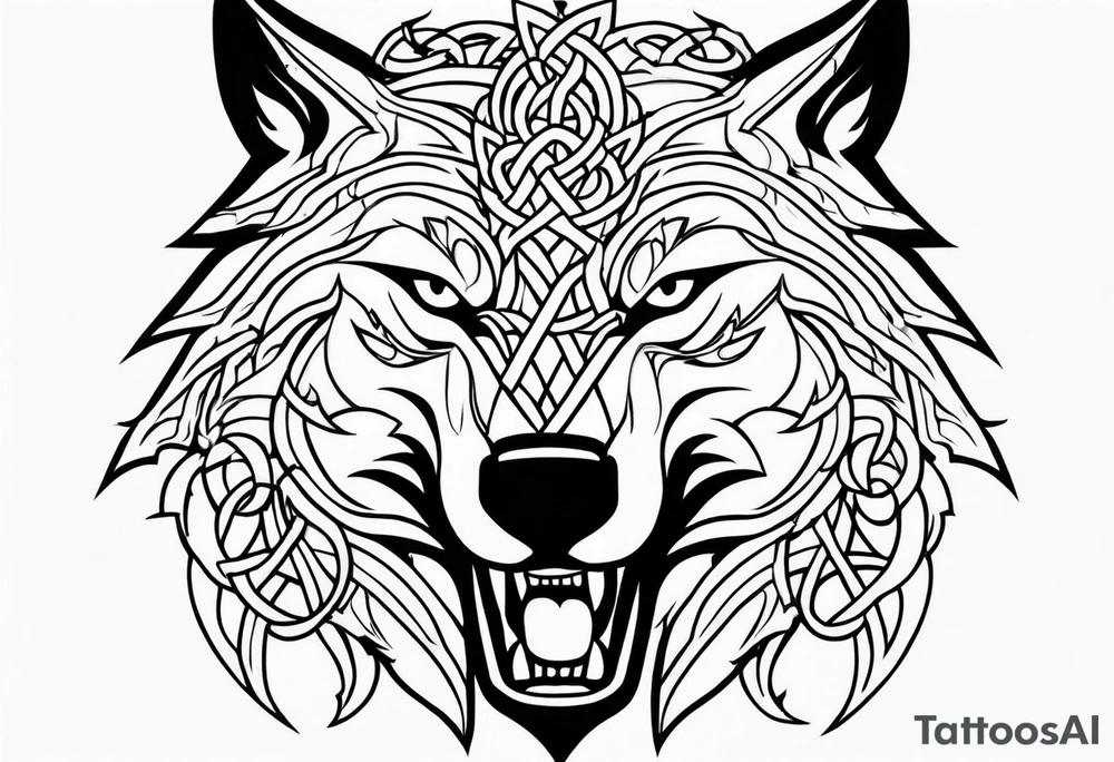 Angry celtic wolf tattoo idea