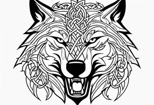 Angry celtic wolf tattoo idea