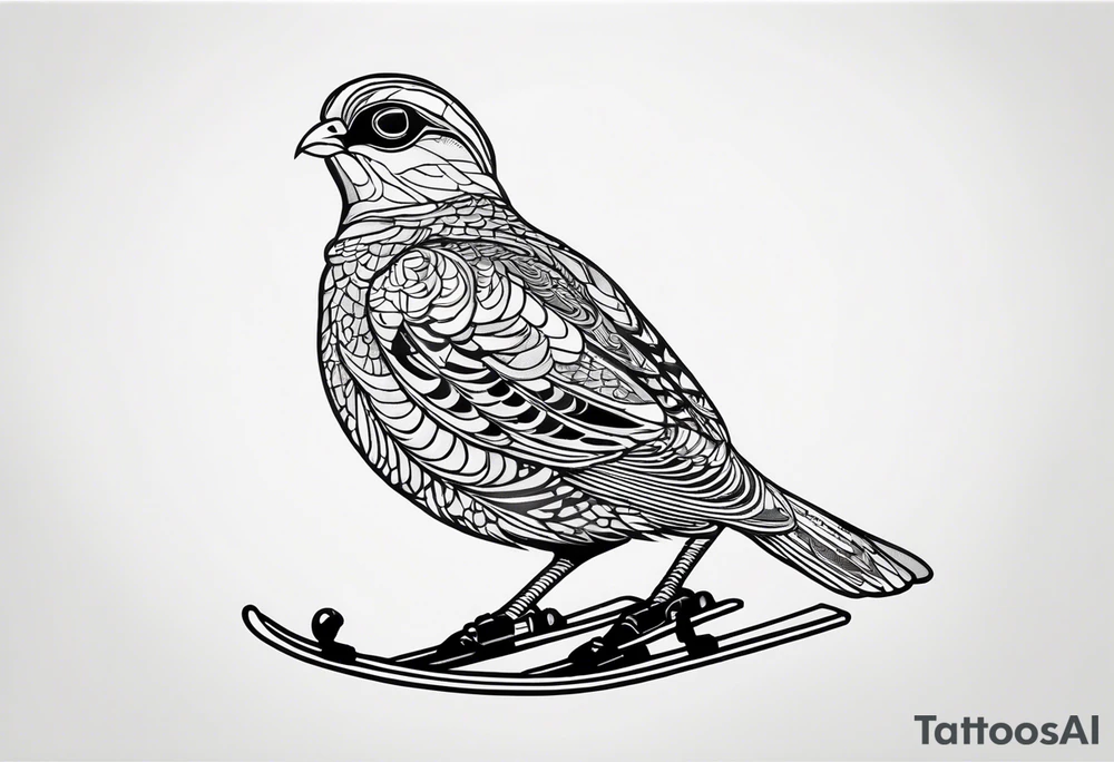 Partridge on skis with pit viper sunglasses tattoo idea