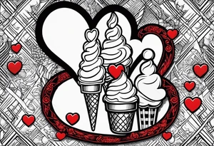 small ice cream cone with small red heart on it somewhere while representing Scotland tattoo idea