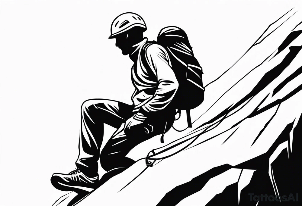 A climber ascending a steep mountain tattoo idea