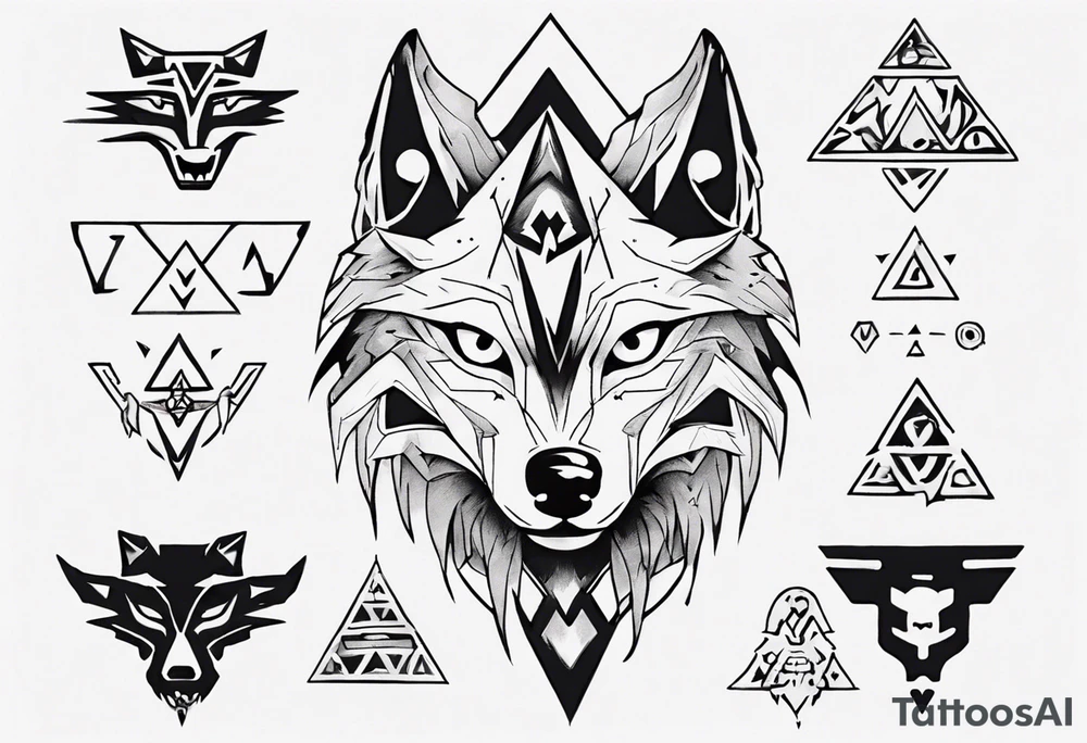 wolf head with zelda symbols mixed into the design tattoo idea wolf head with zelda symbols mixed into the design tattoo idea