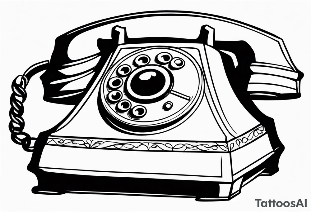 vintage telephone with eyes tattoo idea