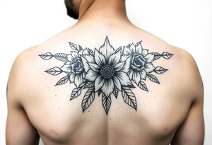 Indigenous tribal floral 
Three, 
gratitude tattoo idea