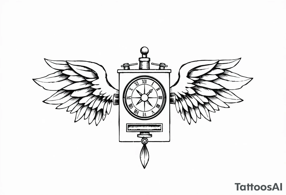 Slot machine with compass and clock with angel wings tattoo idea