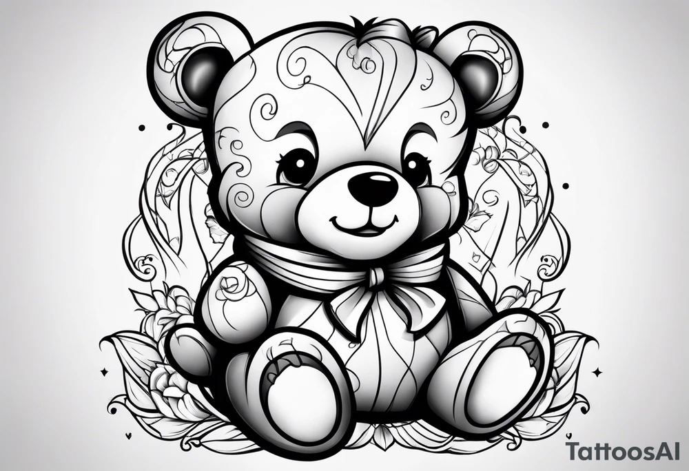 cute teddy bear tattoo idea