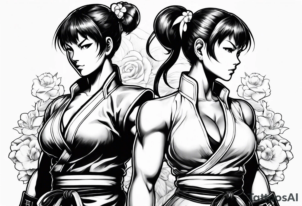 street fighter 3 makoto, chun li fighting tattoo idea