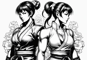 street fighter 3 makoto, chun li fighting tattoo idea