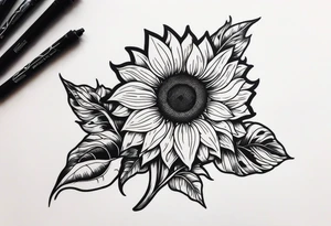 Sunflower arm sleeve tattoo idea